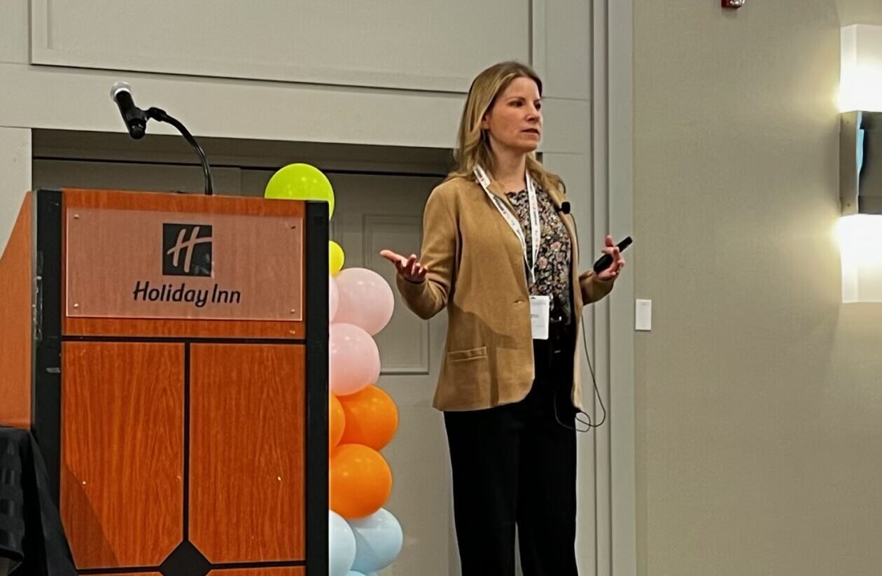 Beth Tyson providing a keynote speech